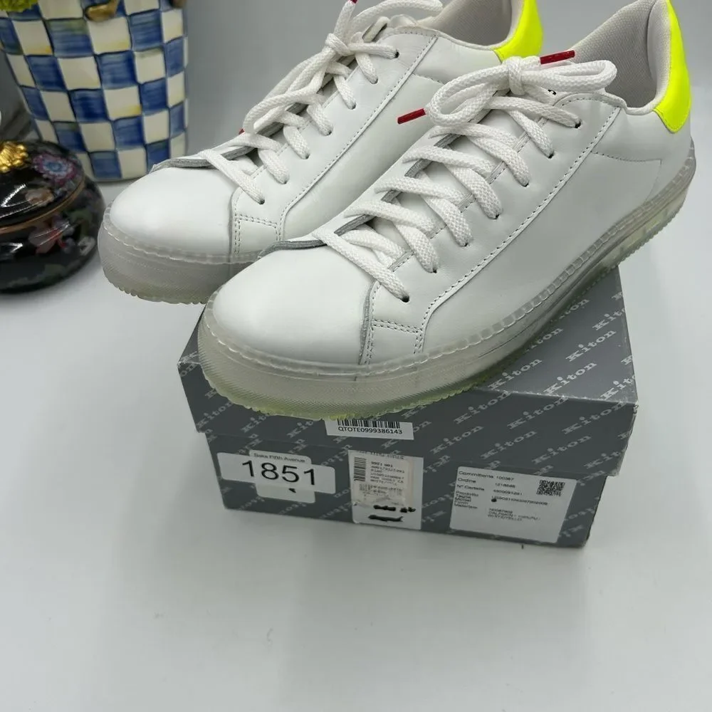 Men's Kiton Leather low top sneakers size 46 made in Italy